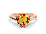 Rose gold Heart Cut Citrine Solitaire Engagement Ring with Cathedral Setting and Four-Prong Mount_24