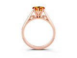 Rose gold Heart Cut Citrine Solitaire Engagement Ring with Cathedral Setting and Four-Prong Mount_27