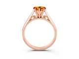 Rose gold Heart Cut Citrine Solitaire Engagement Ring with Cathedral Setting and Four-Prong Mount_33
