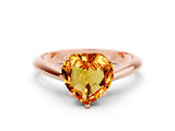 Rose gold Heart Cut Citrine Solitaire Engagement Ring with Cathedral Setting and Four-Prong Mount_66