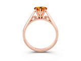 Rose gold Heart Cut Citrine Solitaire Engagement Ring with Cathedral Setting and Four-Prong Mount_69