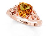 Rose gold Heart Cut Citrine Solitaire Engagement Ring with Celtic Knot Band and Four-Prong Setting_1