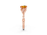 Rose gold Heart Cut Citrine Solitaire Engagement Ring with Celtic Knot Band and Four-Prong Setting_2