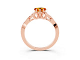 Rose gold Heart Cut Citrine Solitaire Engagement Ring with Celtic Knot Band and Four-Prong Setting_3