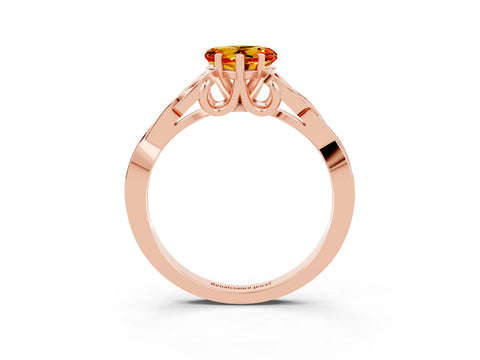 Rose gold Heart Cut Citrine Solitaire Engagement Ring with Celtic Knot Band and Four-Prong Setting_3