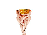 Rose gold Heart Cut Citrine Solitaire Engagement Ring with Celtic Knot Band and Four-Prong Setting_5