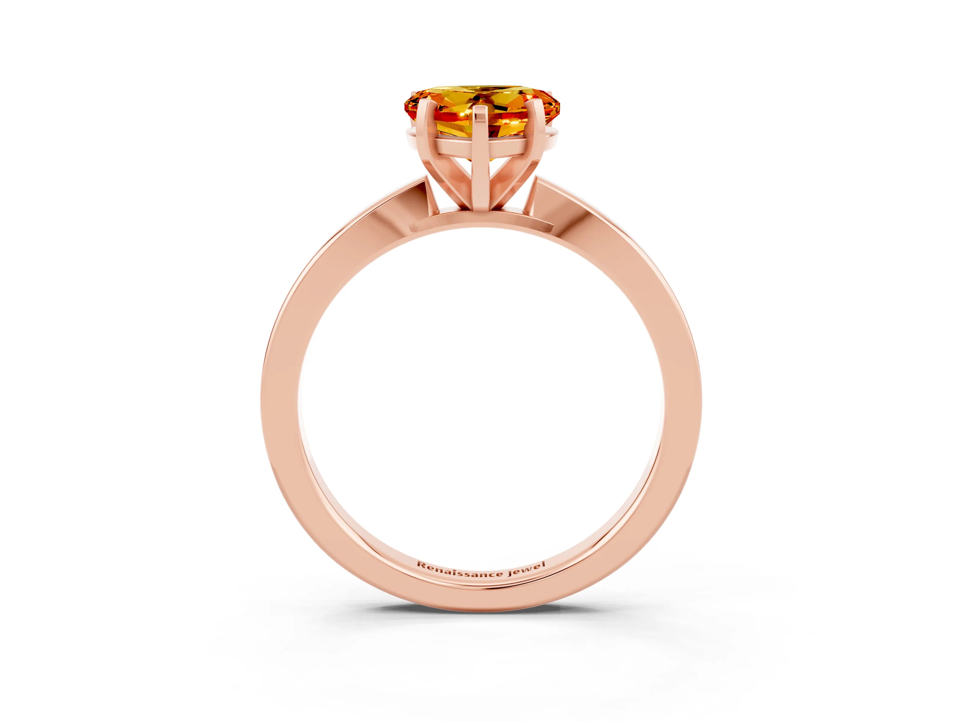 Rose gold Heart Cut Citrine Solitaire Engagement Ring with Classic Band and Four-Prong Setting_27