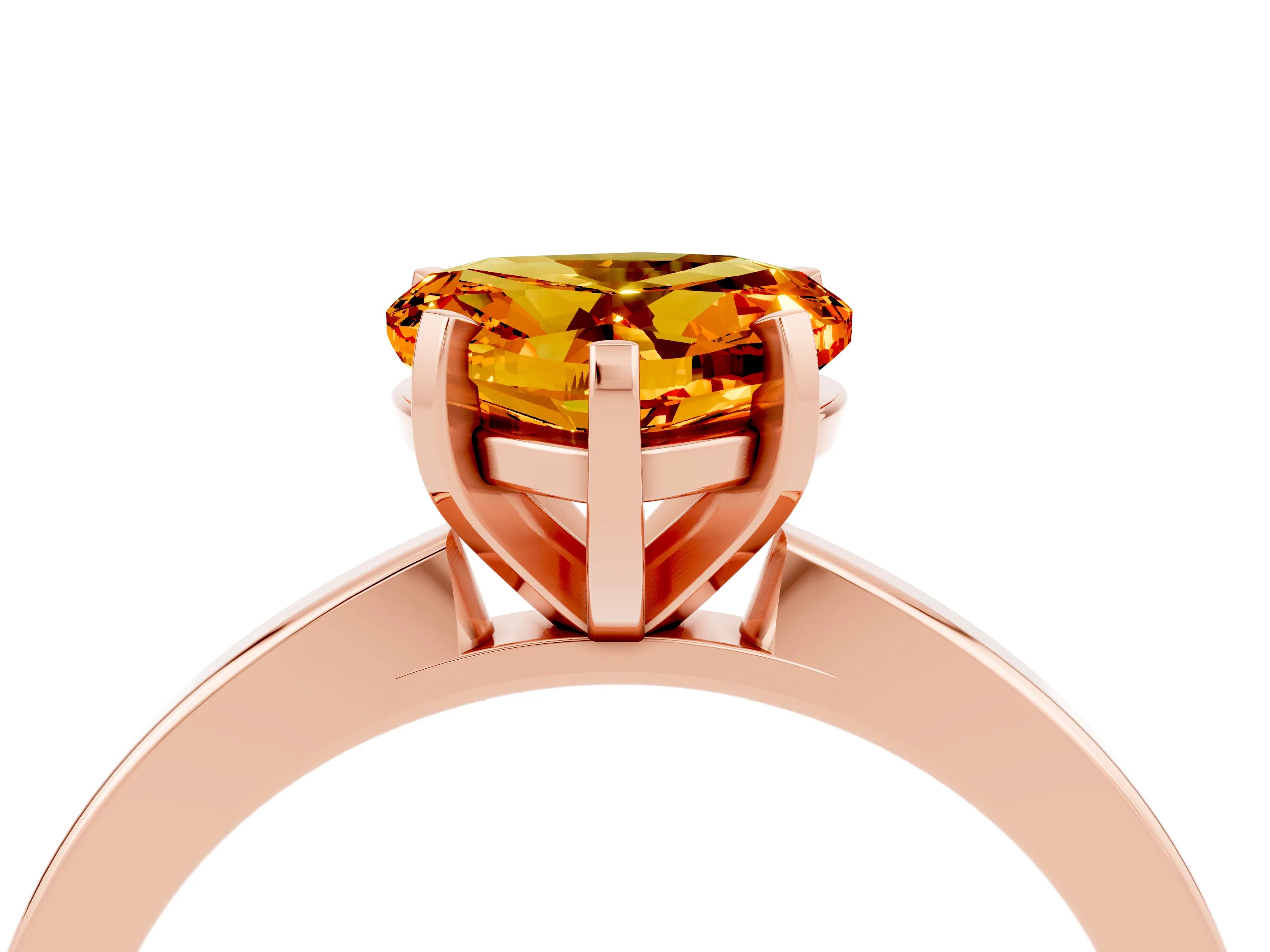 Rose gold Heart Cut Citrine Solitaire Engagement Ring with Classic Band and Four-Prong Setting_28
