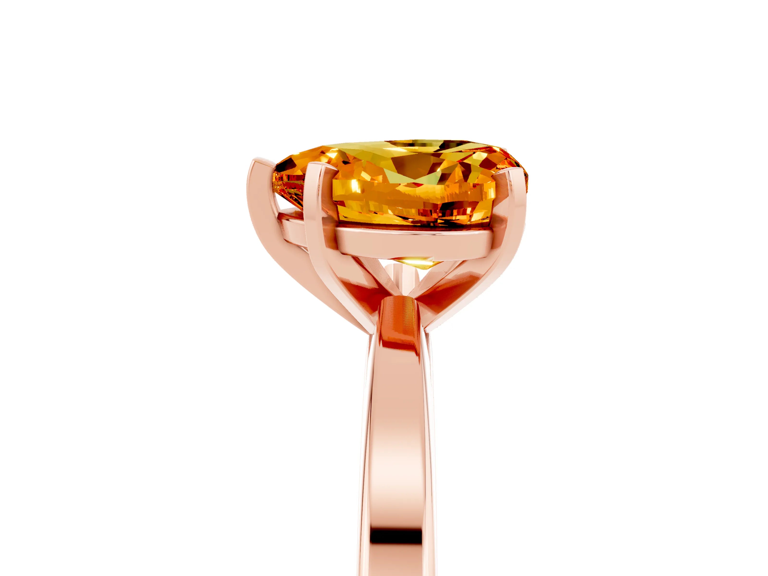 Rose gold Heart Cut Citrine Solitaire Engagement Ring with Classic Band and Four-Prong Setting_29