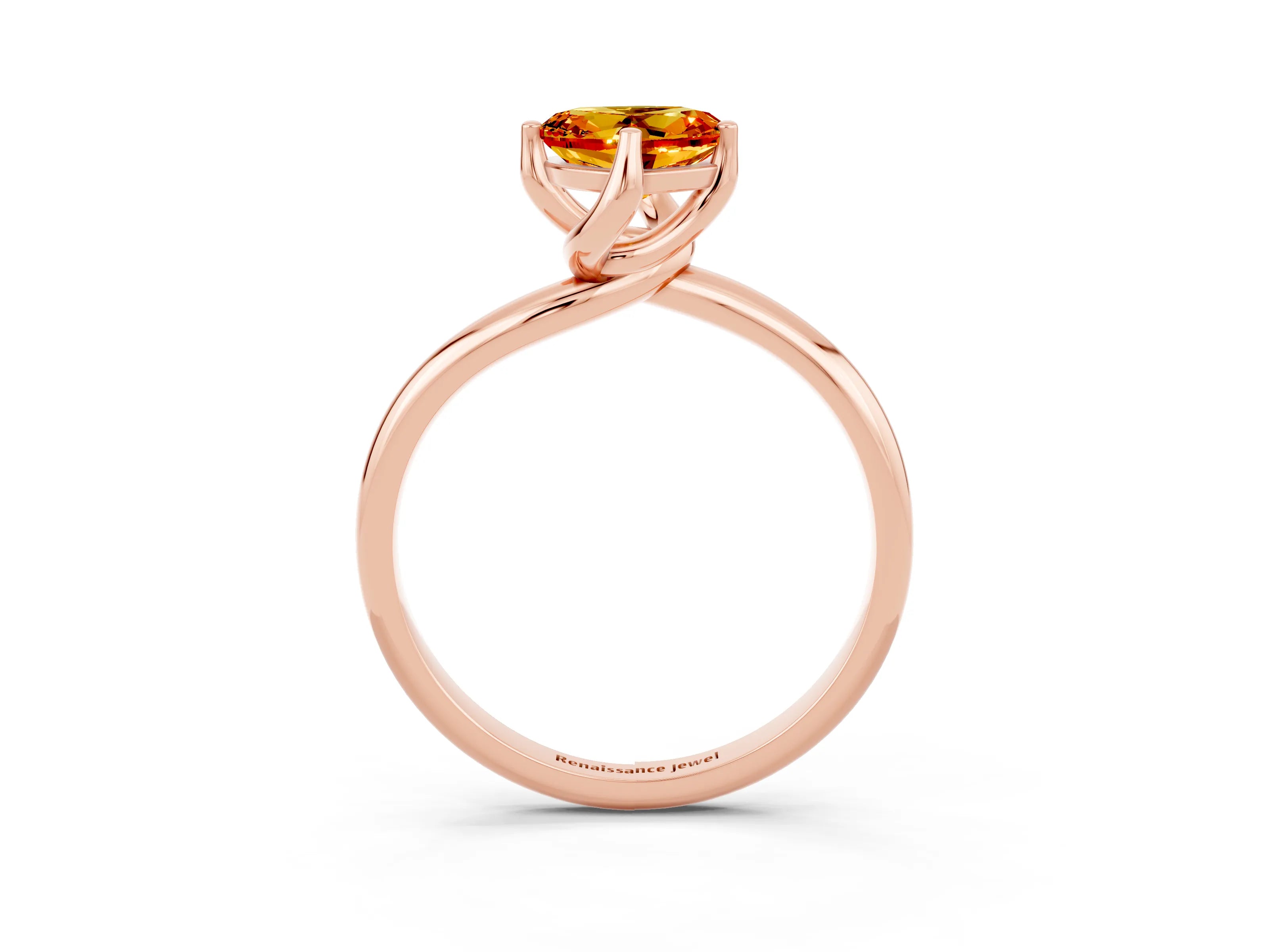 Rose gold Heart Cut Citrine Solitaire Engagement Ring with Four-Prong Setting and Classic Band_15
