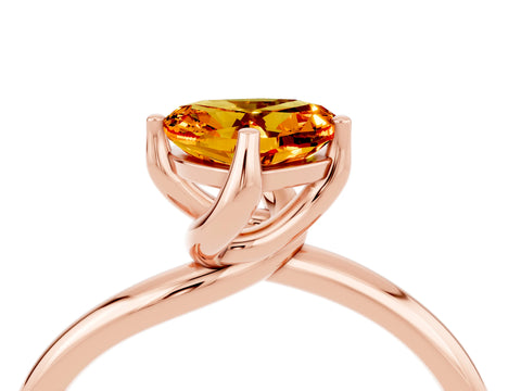 Rose gold Heart Cut Citrine Solitaire Engagement Ring with Four-Prong Setting and Classic Band_16