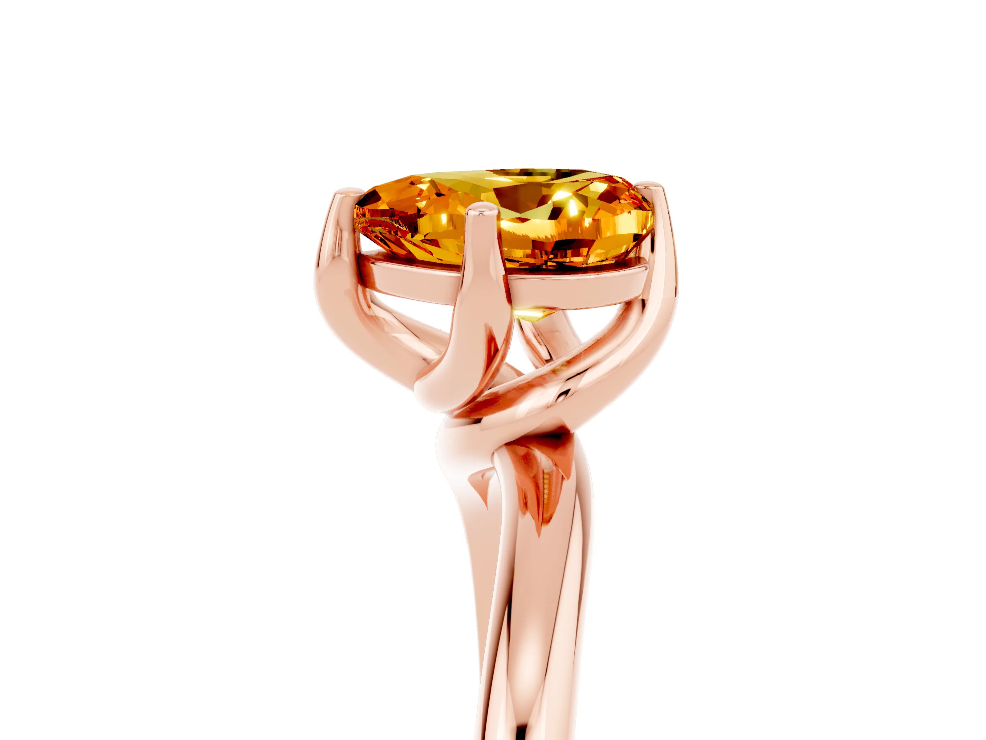 Rose gold Heart Cut Citrine Solitaire Engagement Ring with Four-Prong Setting and Classic Band_17