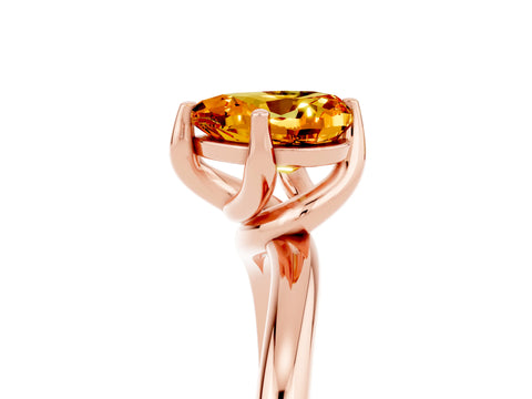 Rose gold Heart Cut Citrine Solitaire Engagement Ring with Four-Prong Setting and Classic Band_17