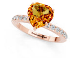 Rose gold Heart Cut Citrine Solitaire Engagement Ring with Pavé Band and Four-Prong Setting_1