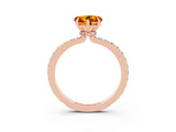 Rose gold Heart Cut Citrine Solitaire Engagement Ring with Pavé Band and Four-Prong Setting_3