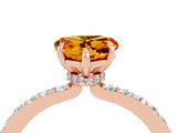 Rose gold Heart Cut Citrine Solitaire Engagement Ring with Pavé Band and Four-Prong Setting_4