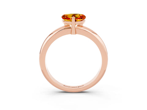 Rose gold Heart Cut Citrine Solitaire Engagement Ring with Round Band and Four-Prong Setting_3