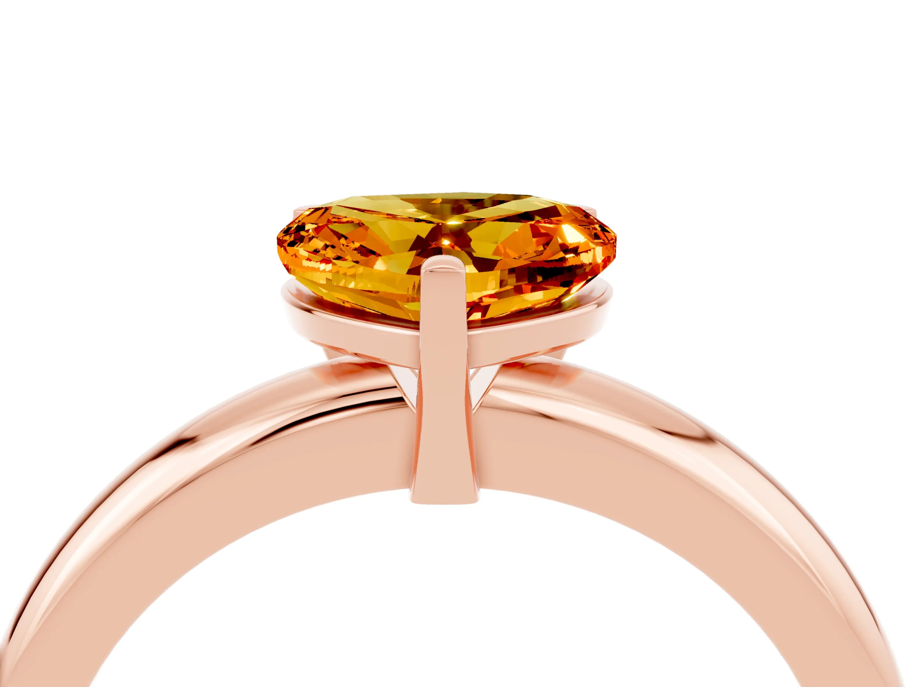 Rose gold Heart Cut Citrine Solitaire Engagement Ring with Round Band and Four-Prong Setting_4