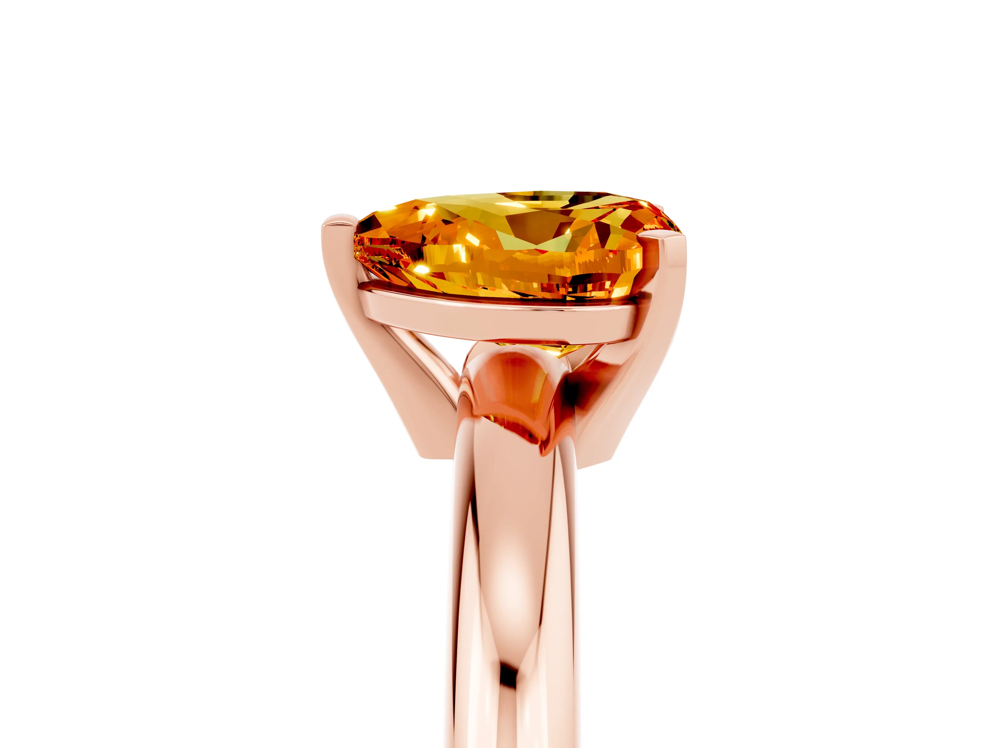 Rose gold Heart Cut Citrine Solitaire Engagement Ring with Round Band and Four-Prong Setting_5