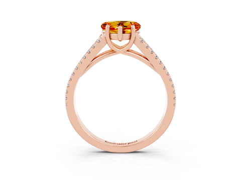 Rose gold Heart Cut Citrine Solitaire Engagement Ring with Split Shank Pavé Band_3