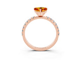 Rose gold Heart Cut Citrine Solitaire Pavé Band with Four-Prong Setting_3