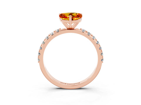 Rose gold Heart Cut Citrine Solitaire Pavé Band with Four-Prong Setting_3