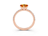 Rose gold Heart Cut Citrine Solitaire Pavé Engagement Ring with Round Band and Prong Setting_15