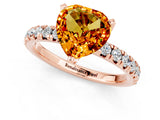 Rose gold Heart Cut Citrine Solitaire Pavé Engagement Ring with Round Band and Prong Setting_73
