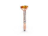 Rose gold Heart Cut Citrine Solitaire Pavé Engagement Ring with Round Band and Prong Setting_74
