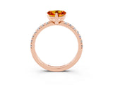 Rose gold Heart Cut Citrine Solitaire Pavé Engagement Ring with Round Band and Prong Setting_75