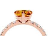 Rose gold Heart Cut Citrine Solitaire Pavé Engagement Ring with Round Band and Prong Setting_76