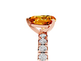 Rose gold Heart Cut Citrine Solitaire Pavé Engagement Ring with Round Band and Prong Setting_77
