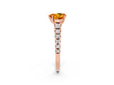 Rose gold Heart Cut Citrine Solitaire Ring with Cathedral Setting and Pavé Band_2