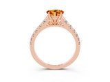 Rose gold Heart Cut Citrine Solitaire Ring with Cathedral Setting and Pavé Band_3