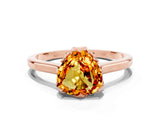 Rose gold Heart Cut Citrine Solitaire Ring with Flower Prong Setting and Classic Band_12