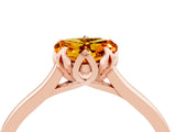 Rose gold Heart Cut Citrine Solitaire Ring with Flower Prong Setting and Classic Band_16