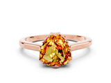 Rose gold Heart Cut Citrine Solitaire Ring with Flower Prong Setting and Classic Band_36