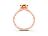 Rose gold Heart Cut Citrine Solitaire Ring with Flower Prong Setting and Classic Band_39