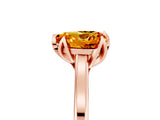 Rose gold Heart Cut Citrine Solitaire Ring with Flower Prong Setting and Classic Band_41