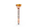 Rose gold Heart Cut Citrine Solitaire Ring with Pavé Accents and Four-Prong Setting_2