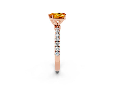 Rose gold Heart Cut Citrine Solitaire Ring with Pavé Accents and Four-Prong Setting_2