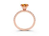 Rose gold Heart Cut Citrine Solitaire Ring with Pavé Accents and Four-Prong Setting_3