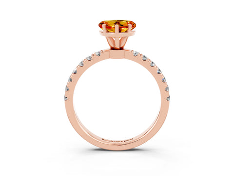 Rose gold Heart Cut Citrine Solitaire Ring with Pavé Accents and Four-Prong Setting_3