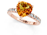 Rose gold Heart Cut Citrine Solitaire Ring with Pavé Band and Four-Prong Setting_25