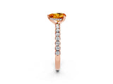Rose gold Heart Cut Citrine Solitaire Ring with Pavé Band and Four-Prong Setting_26