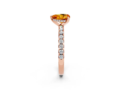 Rose gold Heart Cut Citrine Solitaire Ring with Pavé Band and Four-Prong Setting_26