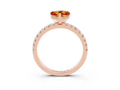 Rose gold Heart Cut Citrine Solitaire Ring with Pavé Band and Four-Prong Setting_27