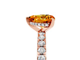 Rose gold Heart Cut Citrine Solitaire Ring with Pavé Band and Four-Prong Setting_29
