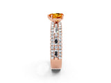 Rose gold Heart Cut Citrine Solitaire Ring with Pavé and Channel Set Band_2