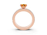 Rose gold Heart Cut Citrine Solitaire Ring with Pavé and Channel Set Band_3